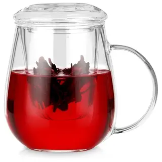 Kubek z zaparzaczem i pokrywką szklany 530 ml