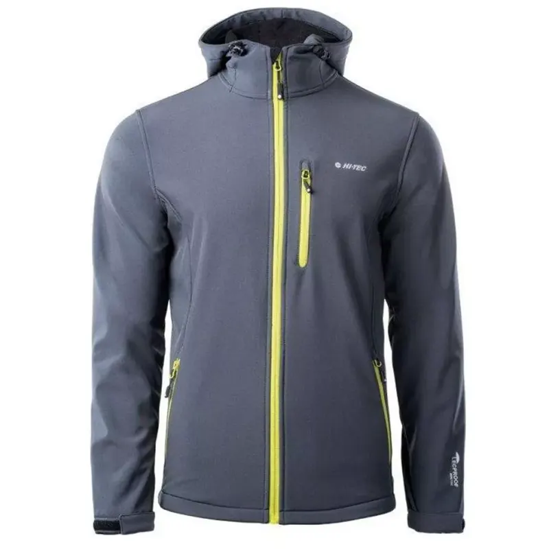 Kurtka męska Softshell Hi-Tec Caen - szaro-żółta, Rozmiar XXL