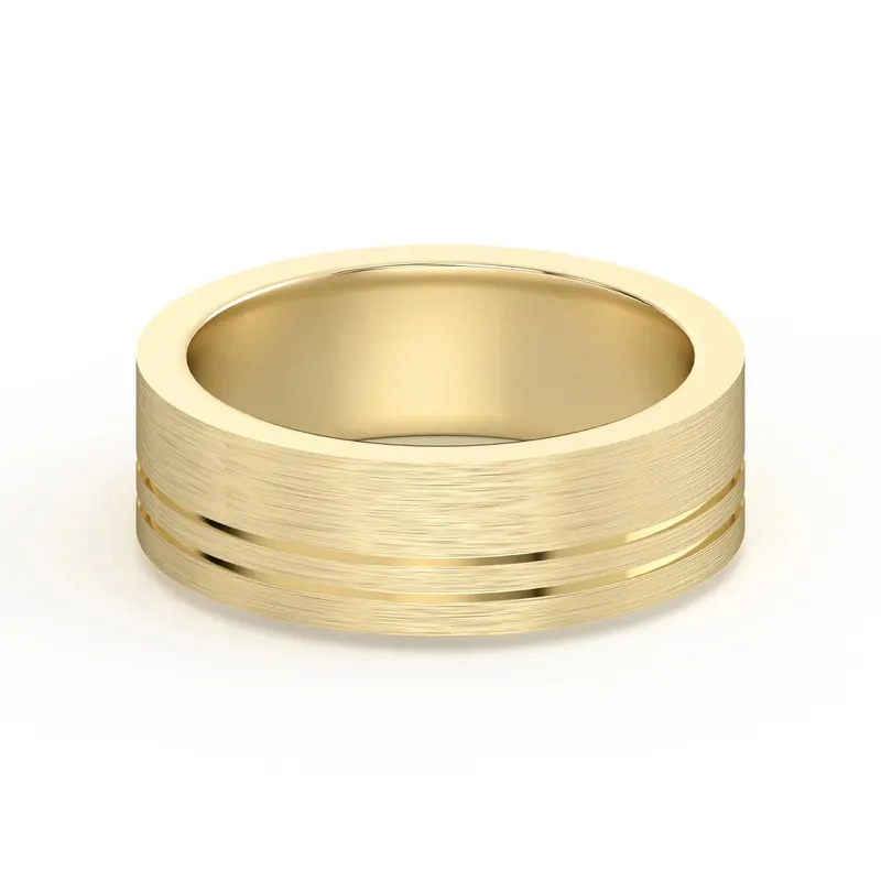 Double Lined Flat Obrączka Ślubna 585 Żółte Złoto (14K) 6 MM