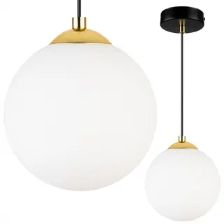 Lampa Sufitowa Wisząca Żyrandol Pojedyncza Plafon Kula Złoto Chrom Led