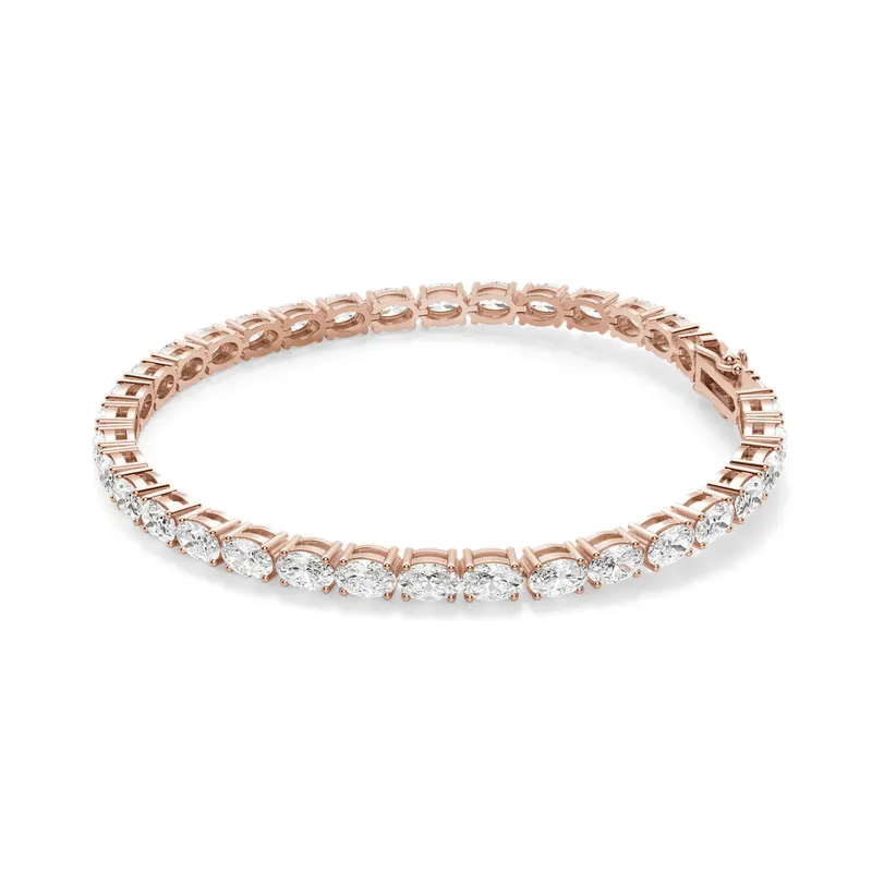 4 Prong Owalna Tenisowa Bransoletka s Laboratoryjnym Diamentem 10,00 krt z 14K (585) różowego złota