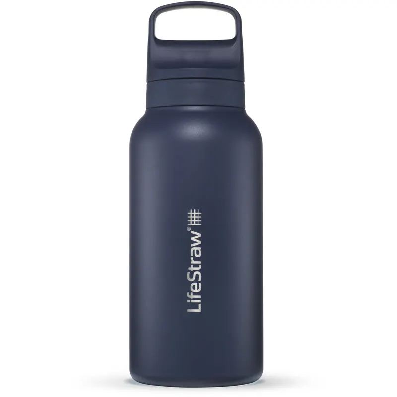 LifeStraw Go 2.0 Stainless Steel Water Filter Bottle, butelka filtrująca wodę, ciemnoniebieski