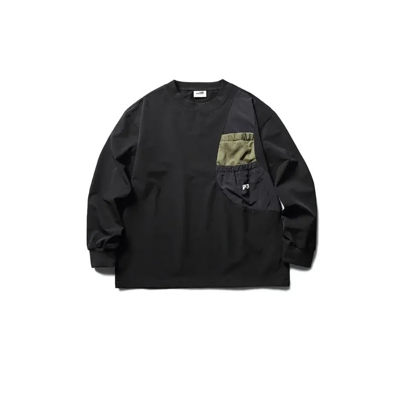 Outdoor Functional Quick Drying Pocket Round Neck Retro Japanese Cityboy Casual Men's Loose Long Sleeved T-shirt