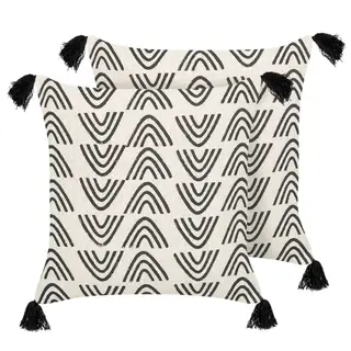 Zestaw 2 poduszek wzór geometryczny mays bawełna 45 x 45 cm biały