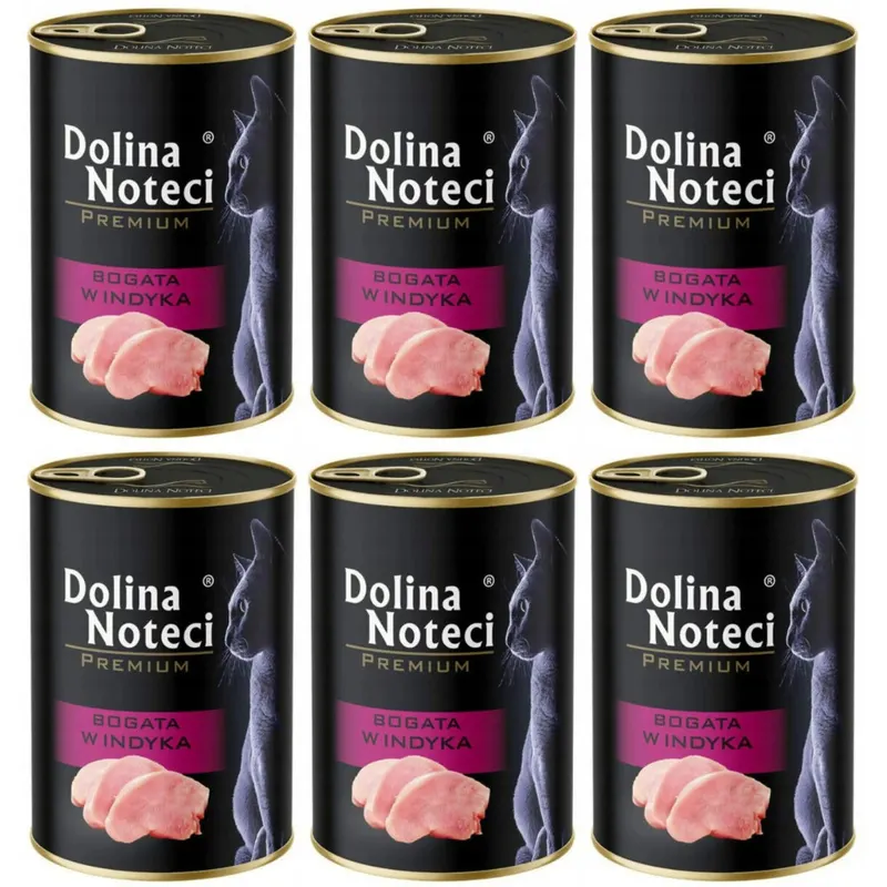 DOLINA NOTECI Premium Bogata w indyka - mokra karma dla kota - 6x400g