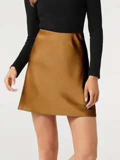 Spódnica mini satynowa - Złoty XL