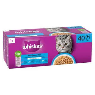 Whiskas 1+ Adult w saszetkach, 40 x 85 g - Ryba w galarecie (4 smaki)