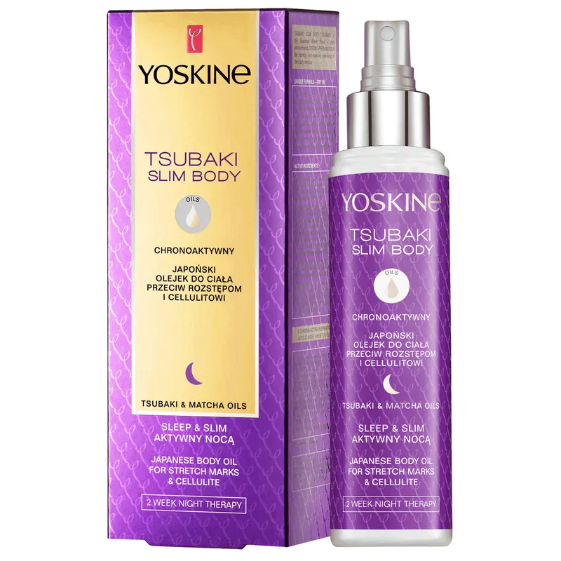 Yoskine Tsubaki Slim Body suchy olejek do ciała na rozstępy z olejem Tsubaki, matchą, witaminą C i witaminą E 100 ml