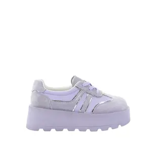 Damskie skórzane sneakersy fioletowe na platformie GOE TT2N4054