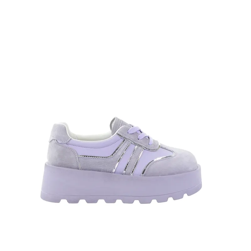 Damskie skórzane sneakersy fioletowe na platformie GOE TT2N4054