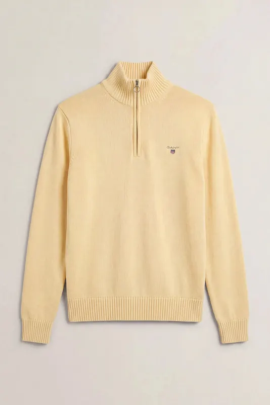 Gant Bawełniany Sweter Męski Half Zip Żółty