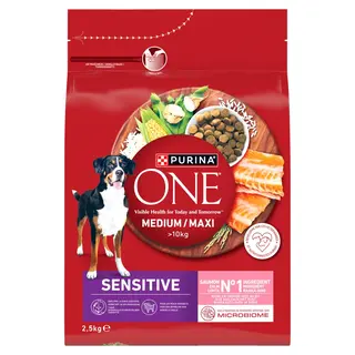 PURINA One Adult Medium/Maxi Sensitive Bogata w łososia z ryżem - sucha karma dla psa - 2,5kg
