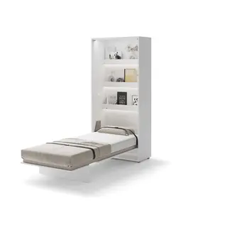 Półkotapczan pionowy BC-03 Bed Concept | 90x200 cm | Biały | składany | funkcjonalny | oszczędność przestrzeni