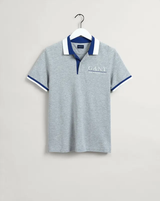 Gant Bawełniane Polo Męskie Z Nadrukiem Z Krótkim Rękawem Regular Fit