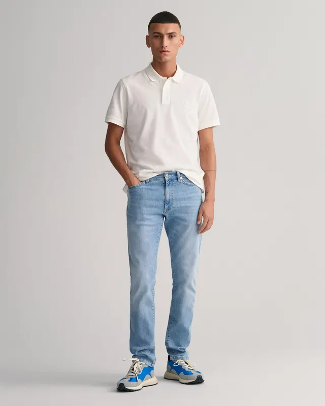 Gant Spodnie Jeansowe Męskie Extra Slim Fit Niebieskie