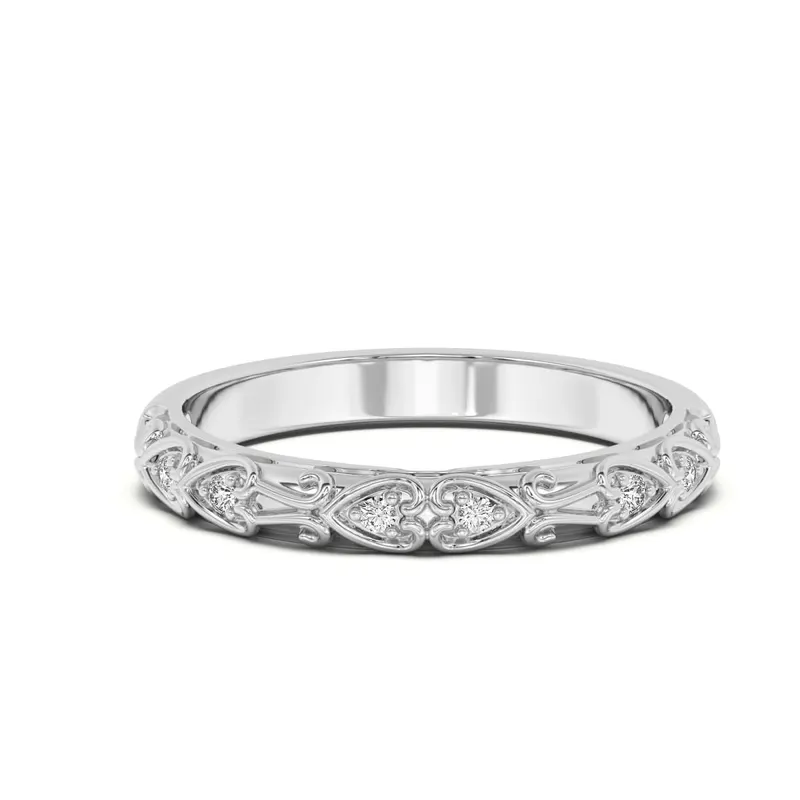 Obrączka Ślubna Sweetheart Prong Set Laboratoryjny Diament 585 Białe Złoto