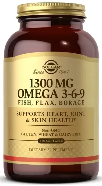 SOLGAR OMEGA 3-6-9 1300 MG RYBY OGÓRECZNIK LEN WSPARCIE SERCA 120 KAPSUŁEK