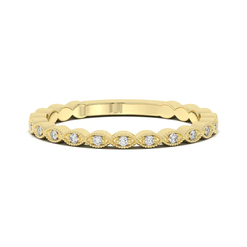 Obrączka Ślubna Dot a Marquise Milgrain Laboratoryjny Diament 585 Żółte Złoto (14K)
