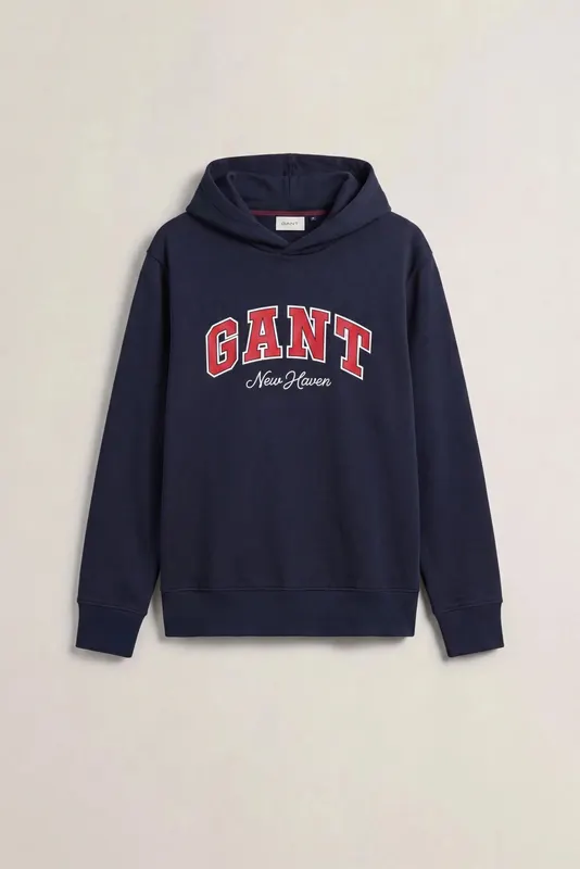Gant Bluza Męska Z Nadrukiem Z Kapturem Granatowa