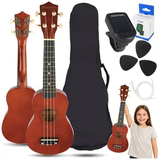 UKULELE SOPRANOWE EDUKACYJNE DLA DZIECI STRUNY KOSTKI + POKROWIEC ZESTAW