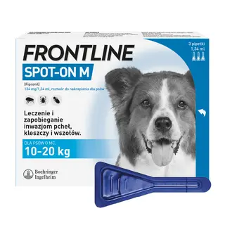 Frontline Spot- on M krople przeciw pasożytom dla psa 10-20 kg, 3 x 1,34 ml