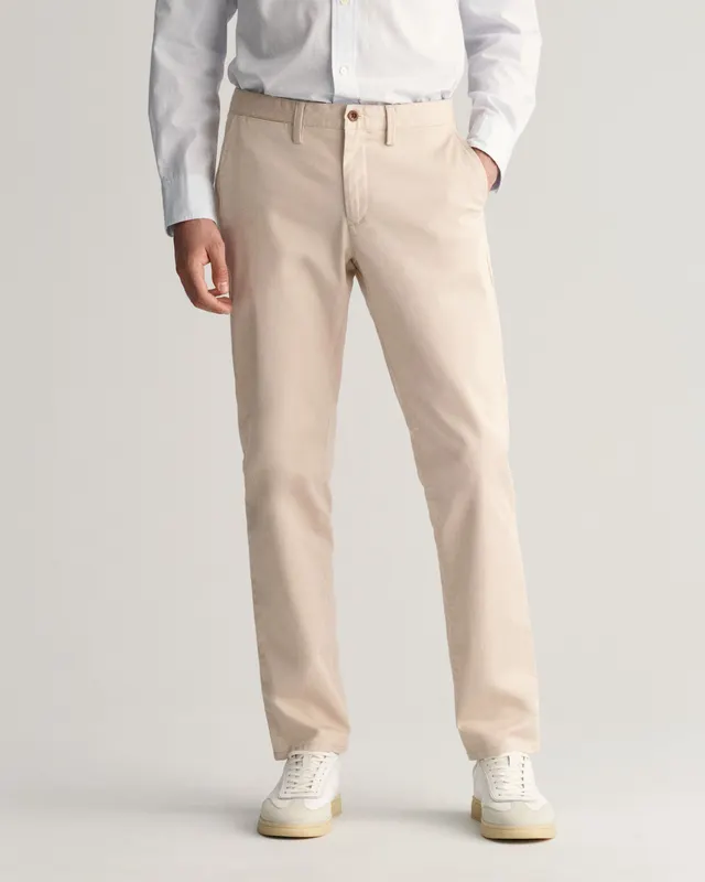 Gant Spodnie Męskie Slim Fit Kremowe