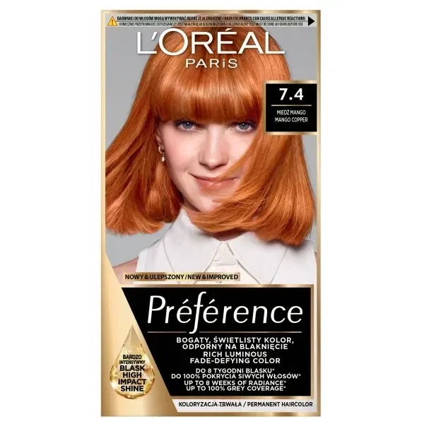 L'Oreal Paris Preference farba do włosów 74 Mango Intensywna miedź
