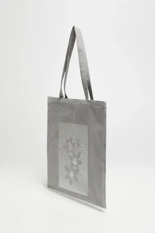 Torba shopper z nadrukiem szara