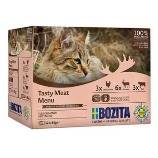 BOZITA Tasty meat menu Multibox Mix Smaków w galaretce Box - mokra karma dla kota - 12 x 85g