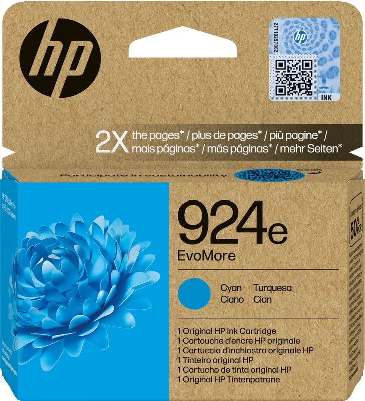Oryginalny błękitny tusz HP 924e EvoMore