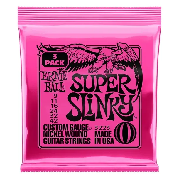 Struny do gitary elektrycznej Ernie Ball 3223 9-42 Slinky Nickel 3 Komplety