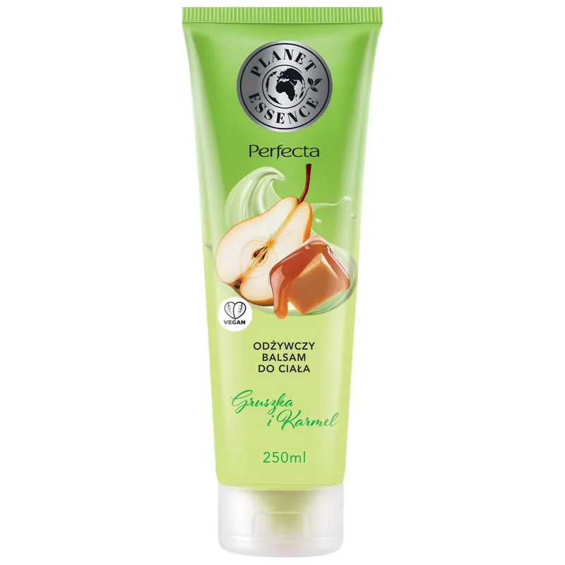 Perfecta Planet Essence odżywczy balsam do ciała Gruszka i Karmel z ekstraktem z gruszki, masłem shea, olejem jojoba i gliceryną 250 ml