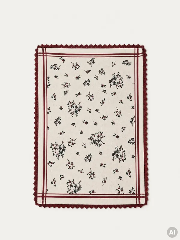 Maty stołowe RAITA bawełniane z motywem ostrokrzewu, zestaw 2 szt. 2*30x45 cm