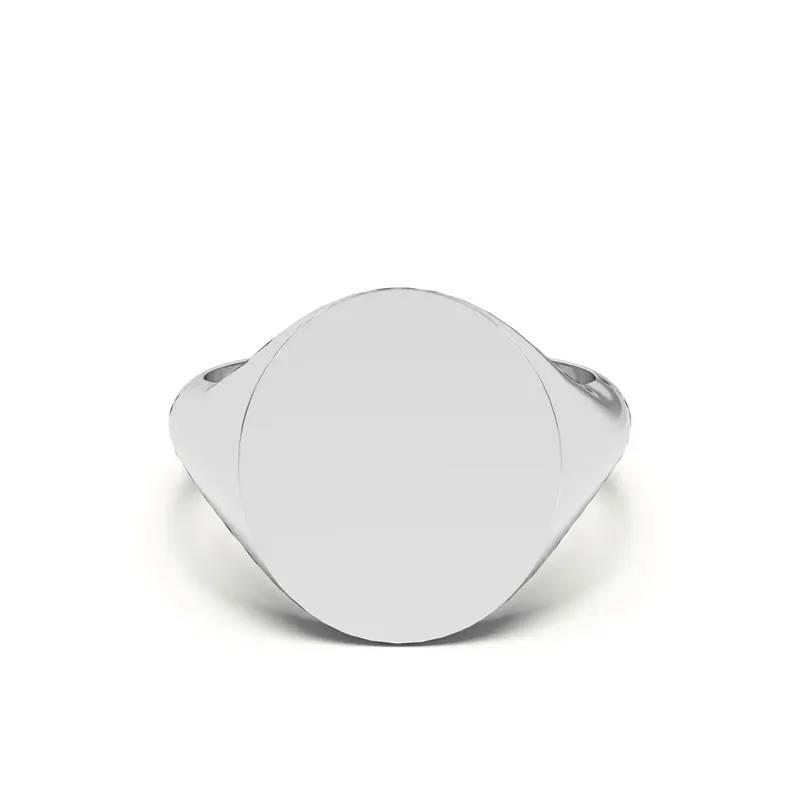 Pierścień Męski Owalny Comfort Fit Signet 585 Białe Złoto (14K)