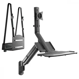Maclean Uchwyt ścienny do monitora i klawiatury Maclean MC-838 ze sprężyną gazową i uchwytem na komputer / CPU 17"-32" 9 kg