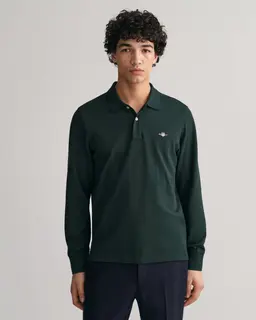 Gant Koszulka Polo Męska Z Długim Rękawem Regular Fit Zielona