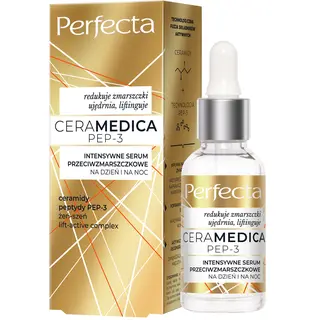 Perfecta Ceramedica PEP-3 intensywne serum przeciwzmarszczkowe na dzień i noc z ceramidami, 3 peptydami, Lift-Active Complex i żeń-szeniem 30 ml