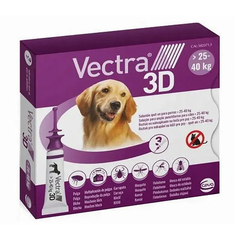 CEVA Vectra 3D (25-40kg) - krople przeciw pasożytom dla psa - 3 x 4ml