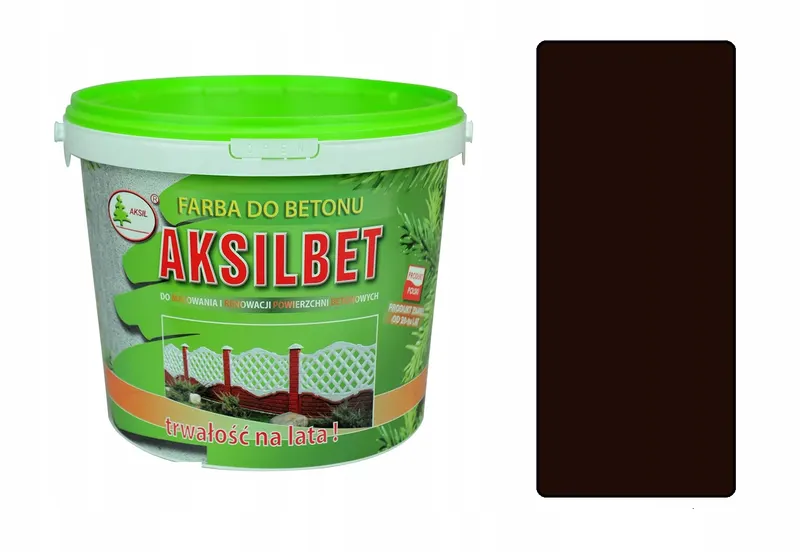 Farba Aksilbet do betonu ogrodzeń płotów tralek cementu 2,5L brąz ciemny