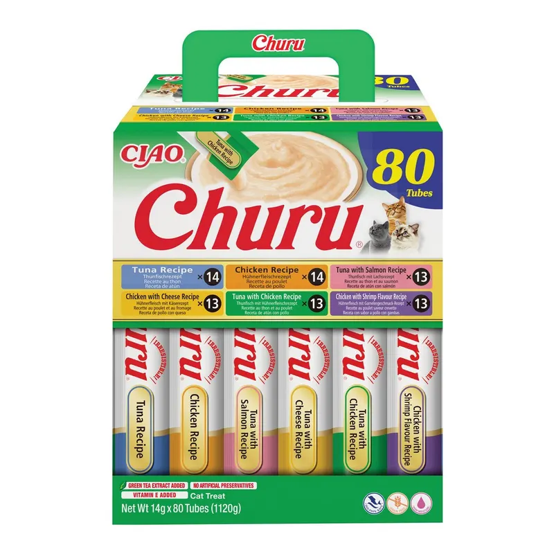 INABA Churu Mix z kurczakiem i tuńczykiem Box - przysmak dla kota - 80x14g