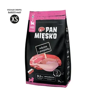 PAN MIĘSKO Cielęcina z przepiórką XS - sucha karma dla szczeniąt - 9kg