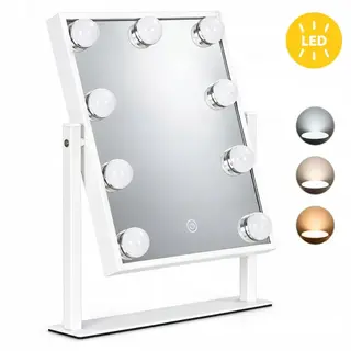 Lustro Do Makijażu Led 25X30 Cm Kosmetyczne Podświetlane 3 Barwy 9 Żarówek Modernhome