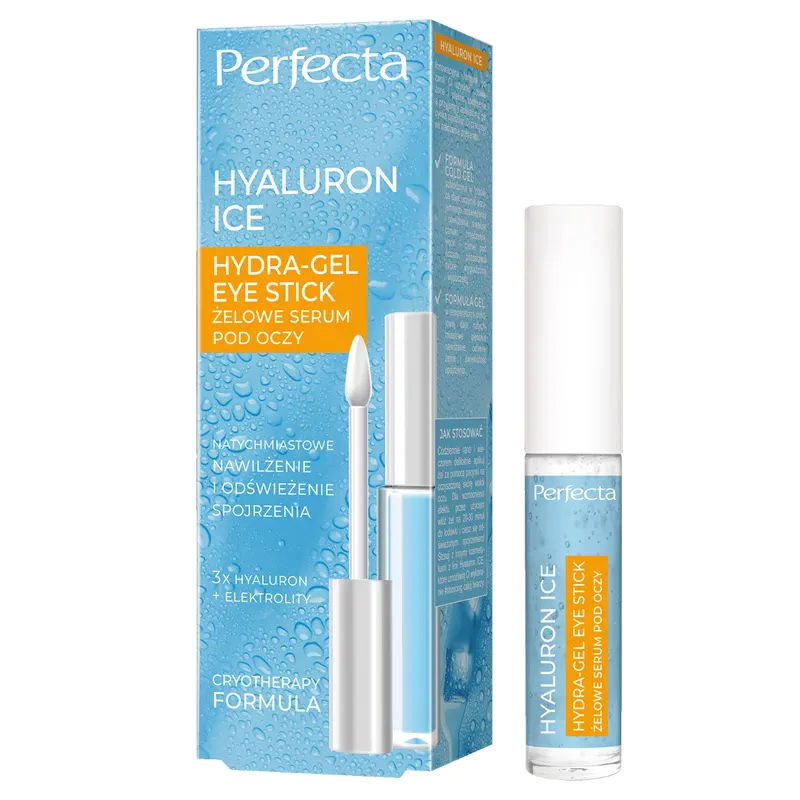 Perfecta Hyaluron Ice żelowe serum pod oczy 3x Hyaluron + elektrolity, natychmiastowe nawilżenie i odświeżenie spojrzenia 11 ml