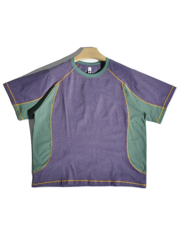 Outdoor Contrasting Color Splicing Quick Drying Sports Short Sleeved Cool and Breathable Fitness Training Loose Casual T-shirt