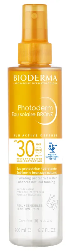 Bioderma Photoderm Eau Solaire Bronz Nawilżająca Dwufazowa Ochrona Przeciwsłoneczna z Filtrem SPF30 Przyspieszająca Opaleniznę 200ml