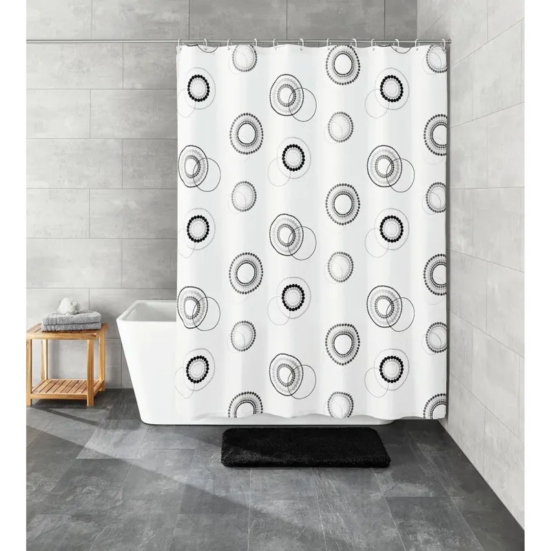 Kleine wolke luna tekstylna zasłona prysznicowa czarny biały 180x200 cm kręgi kołą