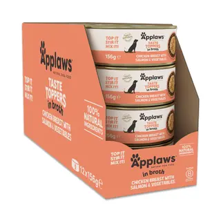 Pakiet oszczędnościowy Applaws Taste Toppers Natural w bulionie, 24 x 156 g - Kurczak z łososiem