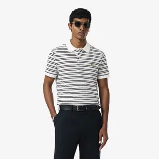 Lacoste Koszulka Polo Męska W Paski Classic Fit Szara Szary