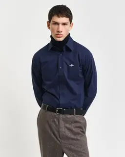 Gant Bawełniana Koszula Męska Z Długim Rękawem Slim Fit Granatowa