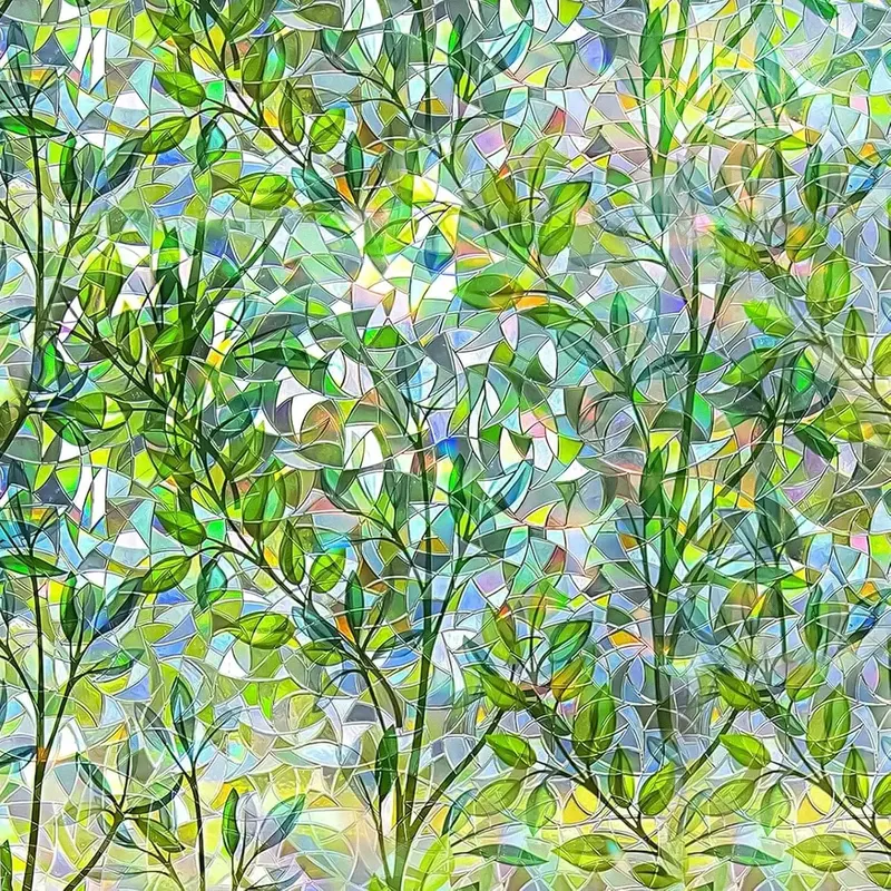 FOLIA OKIENNA 30X100CM DEKORACYJNA TĘCZA LIŚĆ PRYWATNOŚCI STATYCZNA